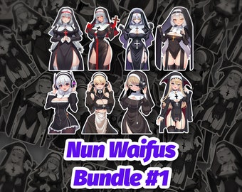 Waifu Nun Stickers or Pins Bundle - 1