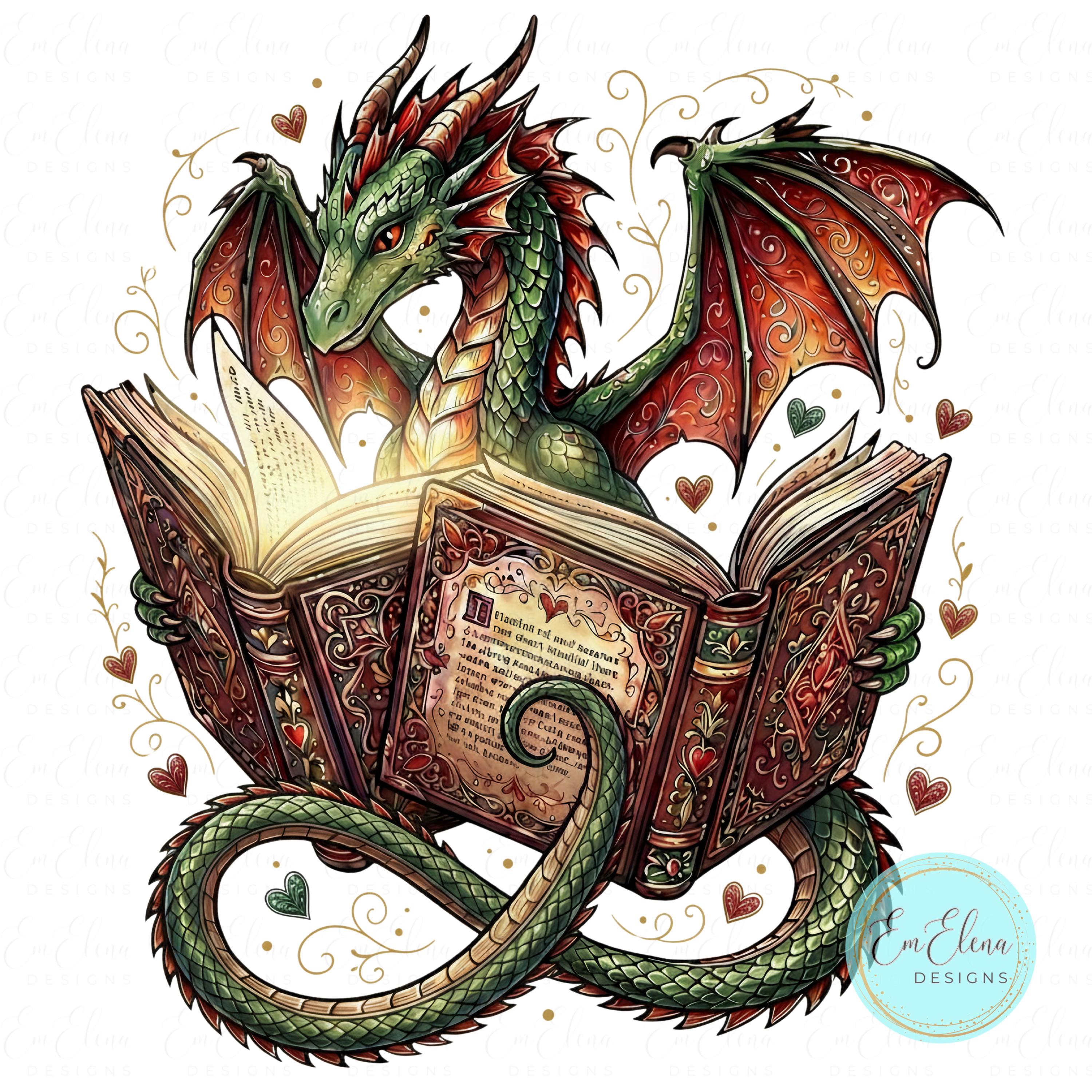 Books and Dragons PNG, Book Lovers Png Design, Fantasy Bookshelf ...