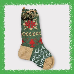 Hand Knit Christmas Stocking: Large Fair Isle Holiday Decor