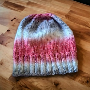 Hand Knit Striped Beanie: Soft Wool Blend Winter Hat