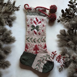 Handmade Fair Isle Christmas Stocking: Candy Cane Design