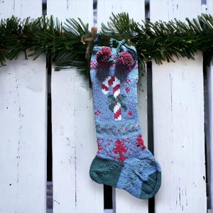 Handmade Candy Cane Christmas Stocking: Fair Isle Knit Heirloom Decor