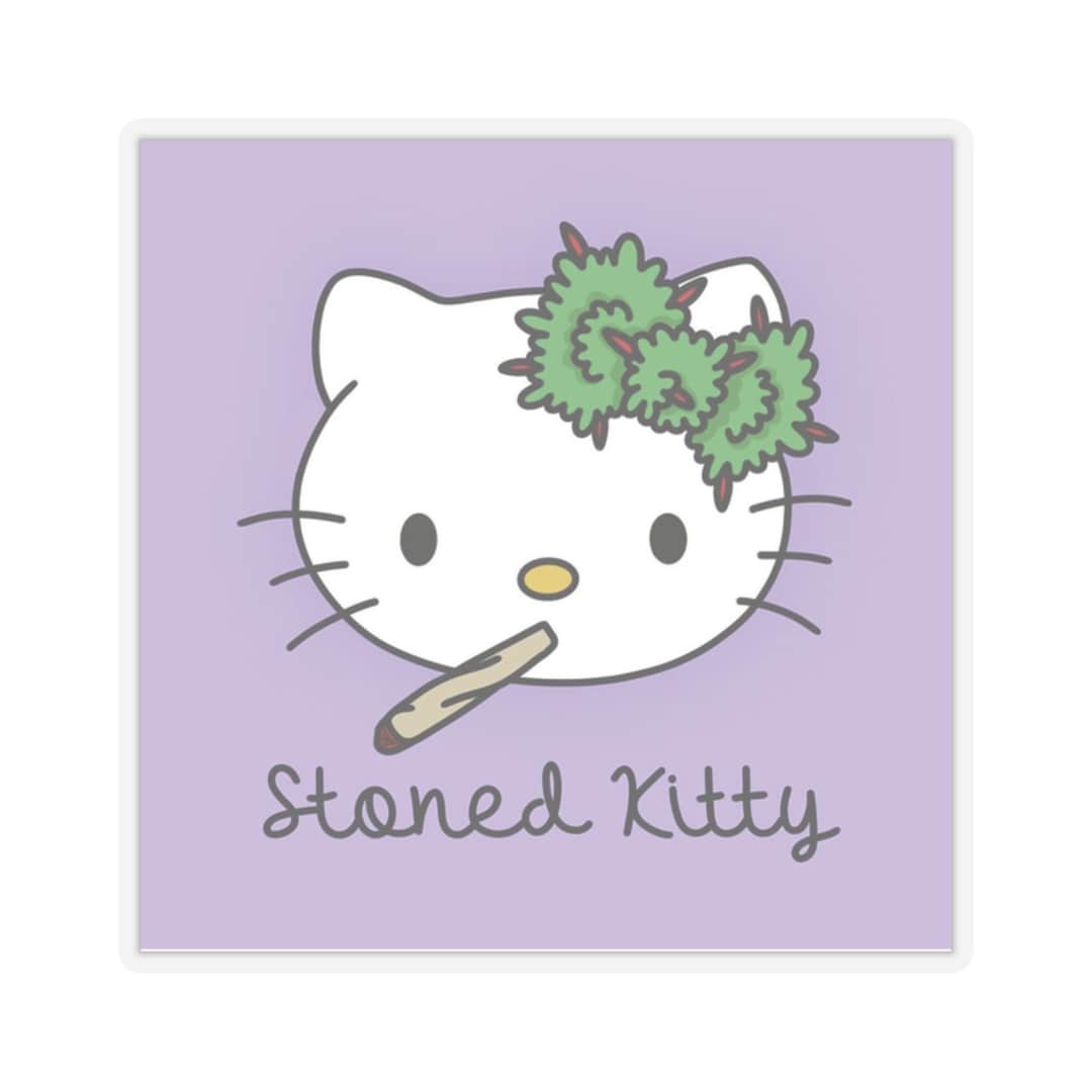 Weed Stoned Hellokitty Sticker Etsy