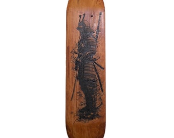 Custom Engraved Fearless Samurai Skateboard Deck 7 ply Maple