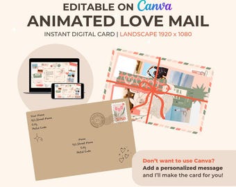 Animated Love Mail – Editable Canva Template | Digital Greeting for Long Distance or Last Minute Gift