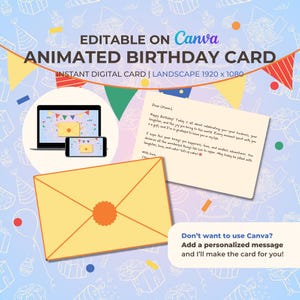 Cartão de Aniversário Animado – Modelo Canva Editável | Vídeo de Cartão de Saudação Digital | Presente Divertido de Última Hora