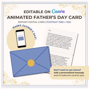 Geanimeerde Vaderdagkaart (mobiele versie) – bewerkbare canva-sjabloon | Digitale videogroet | Direct downloaden Cadeau voor papa