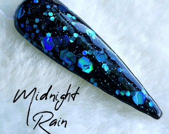 Midnight Rain- Glitter Acrylic Dip Powder