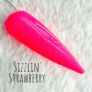 Sizzlin&#39; Strawberry- Neon Shimmer Acrylic Dip Powder