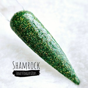 Shamrock- Green/Gold Holographic Glitter Acrylic Dip Powder