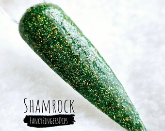 Shamrock - Polvere acrilica per immersione con glitter olografici verde/oro