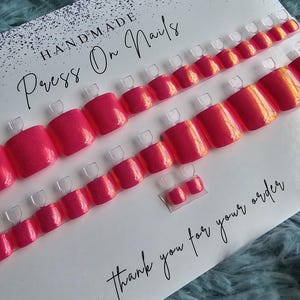 Press On Toe Nails Hot Pink With Color Shifting Chrome 20 Or 30 Piece Set