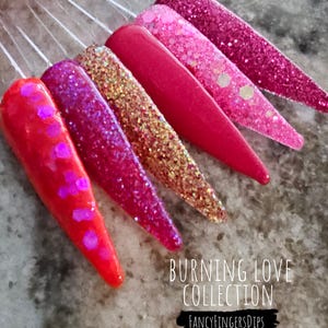 Burning Love Collection- Glitter And Shimmer Acrylic Dip Powder
