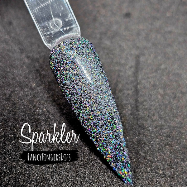 Sparkler- Gunmetal Gray Holographic Glitter Acrylic Dip Powder