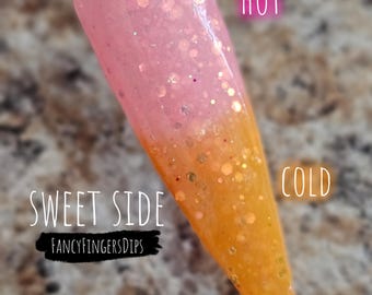 Sweet Side - Polvo acrílico térmico con purpurina de color naranja a rosa