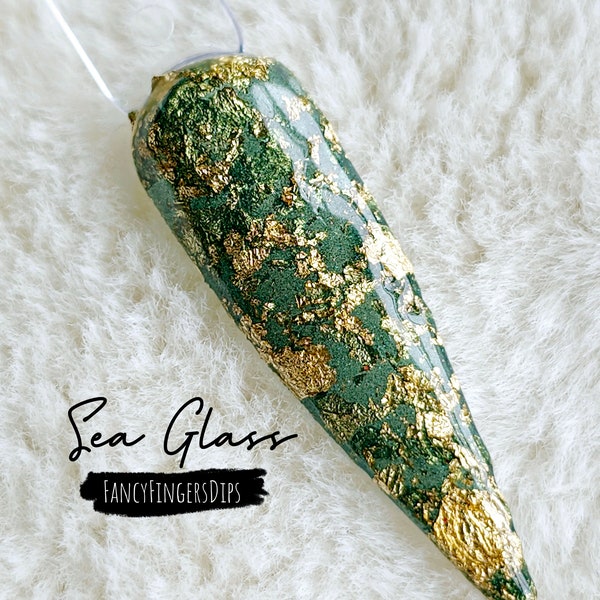 Sea Glass- Acrylic Dip Powder With Gold Leaf