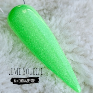Lime Squeeze- Neon Pastel Green Shimmer Acrylic Dip Powder