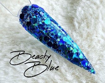 Beachy Blue – brokatowy akrylowy proszek zanurzeniowy
