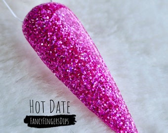 Hot Date- Hot Pink Holographic Glitter Acrylic Dip Powder