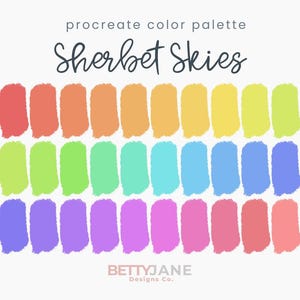 Sherbet Skies: 30-Color Palette with Hex Codes  and Procreate File– Dreamy Rainbow
