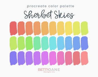 Sherbet Skies: 30-Color Palette with Hex Codes  and Procreate File– Dreamy Rainbow