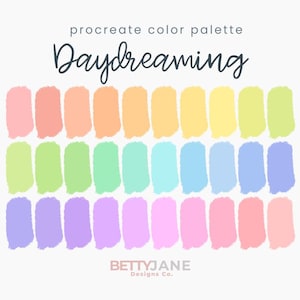 Daydreaming: 30-Color Pastel Rainbow Procreate Palette with Hex Codes – Whimsical & Dreamy