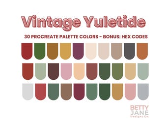 Vintage Christmas Procreate Palette: 30 Yuletide Colors (Hex Codes PDF)