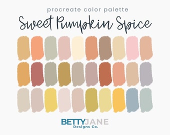 Pumpkin Spice Procreate Color Palette: 30 Muted Fall Colors (Digital Download)