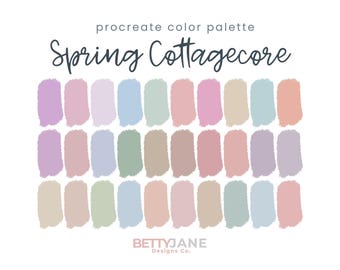 Spring Cottage : palette Procreate arc-en-ciel pastel de 30 couleurs avec codes hexadécimaux - fantaisiste et rêveur