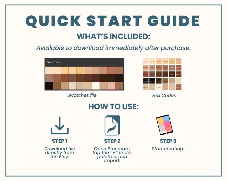 Skin Tone Color Palette: 30 Diverse Shades, HEX Codes (digital Download ...