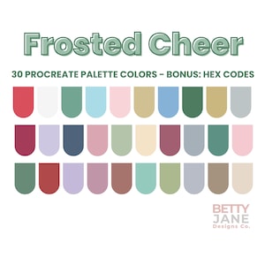 Frosted Cheer Winter Procreate Color Palette + Bonus Hex Codes PDF | 30 Frosty Festive Colors for Digital Art & Design