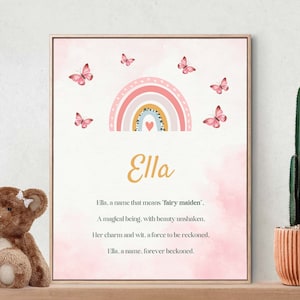 Ella, Name Meaning, Poem, Nursery Wall Art, Nursery Decor, Gift, Kids Room Art, Nursery, Pink, Digital Download Art, Digital Print