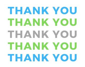 Blue Grey Green Thank You Card