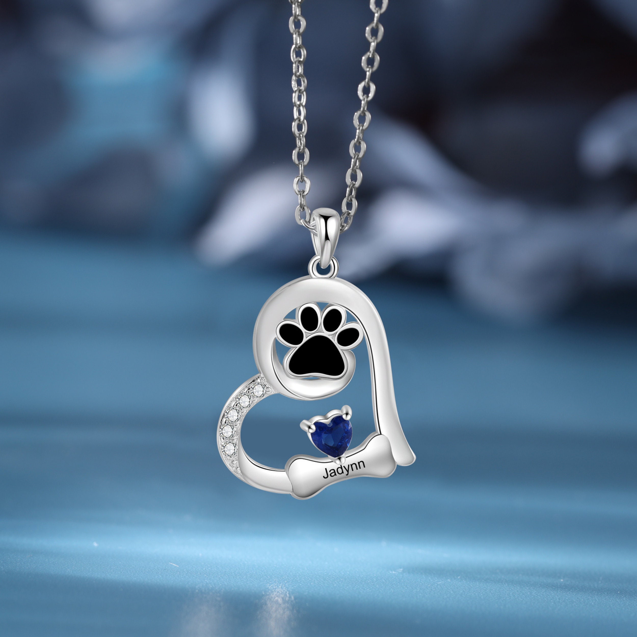 Custom Name Pet Necklace With Birthstone Memorial Pet - Etsy