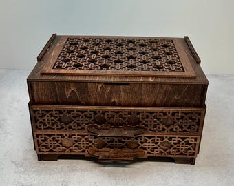 Walnut Jewelry Box with 2 Drawers