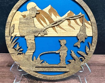 Dad & Son Fishing Wood sign