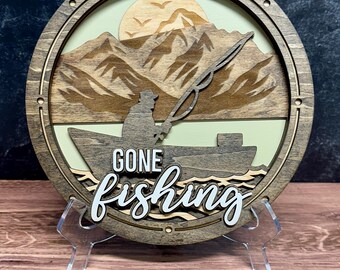 Gone Fishing Wood sign