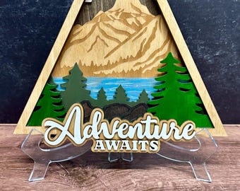 Adventure Awaits Wood sign