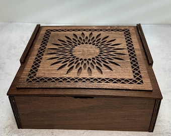 Walnut Decorative Box with 4 Compartments