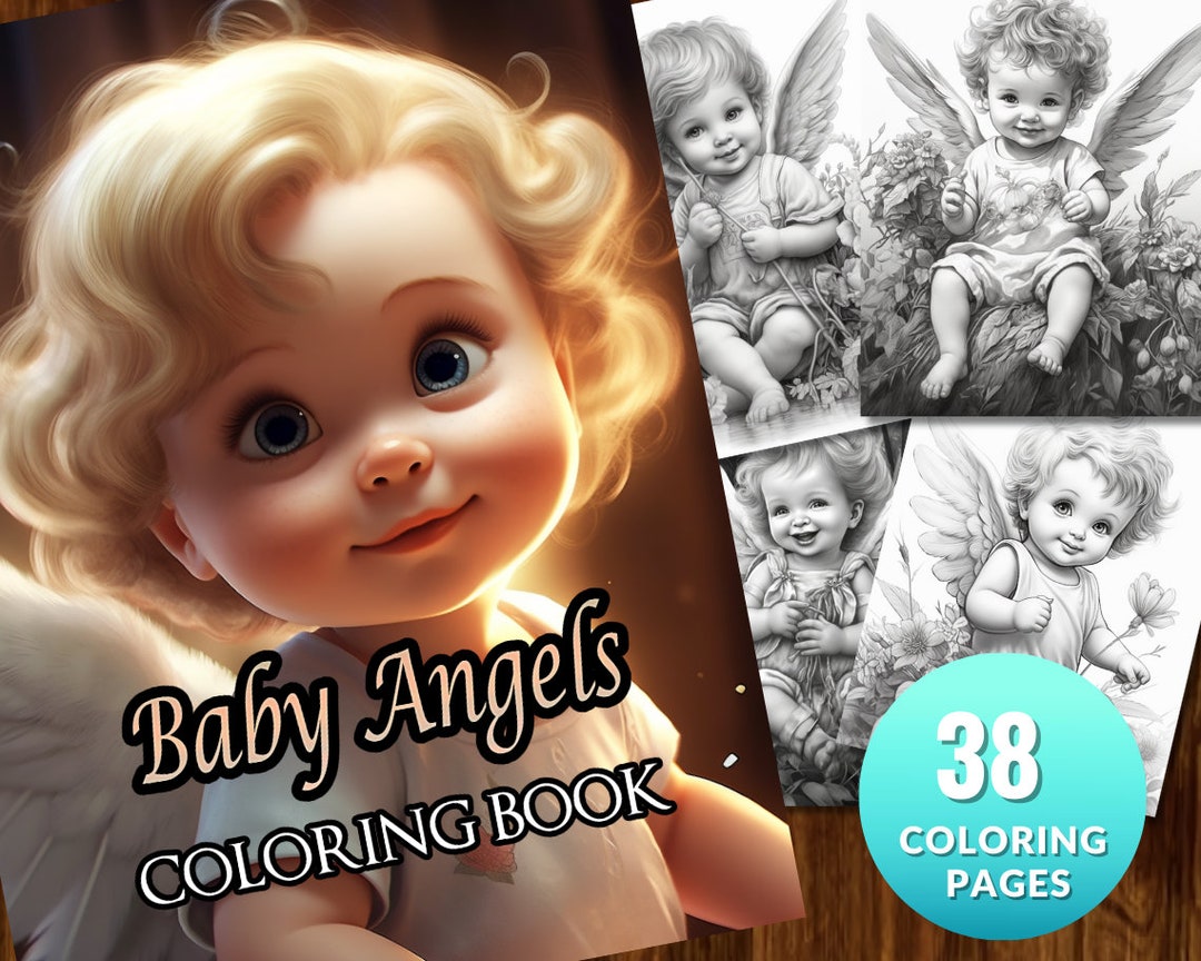 Baby Angel Darling Fantasy Coloring Page, Adults + Kids Instant