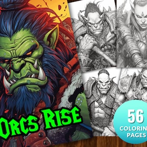 Orcs Rise Coloring Book: Epic Fantasy-Inspired Adult Coloring Book by NuddleArt | 56 Digital Coloring Pages (Printable, PDF Download)