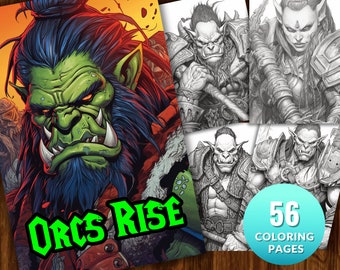 Orcs Rise Coloring Book: Epic Fantasy-Inspired Adult Coloring Book by NuddleArt | 56 Digital Coloring Pages (Printable, PDF Download)