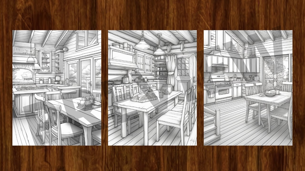 Rustic Coloring Books Country Cozy Cabins Coloring Book: Rustic Retreats Adult Coloring Book ...