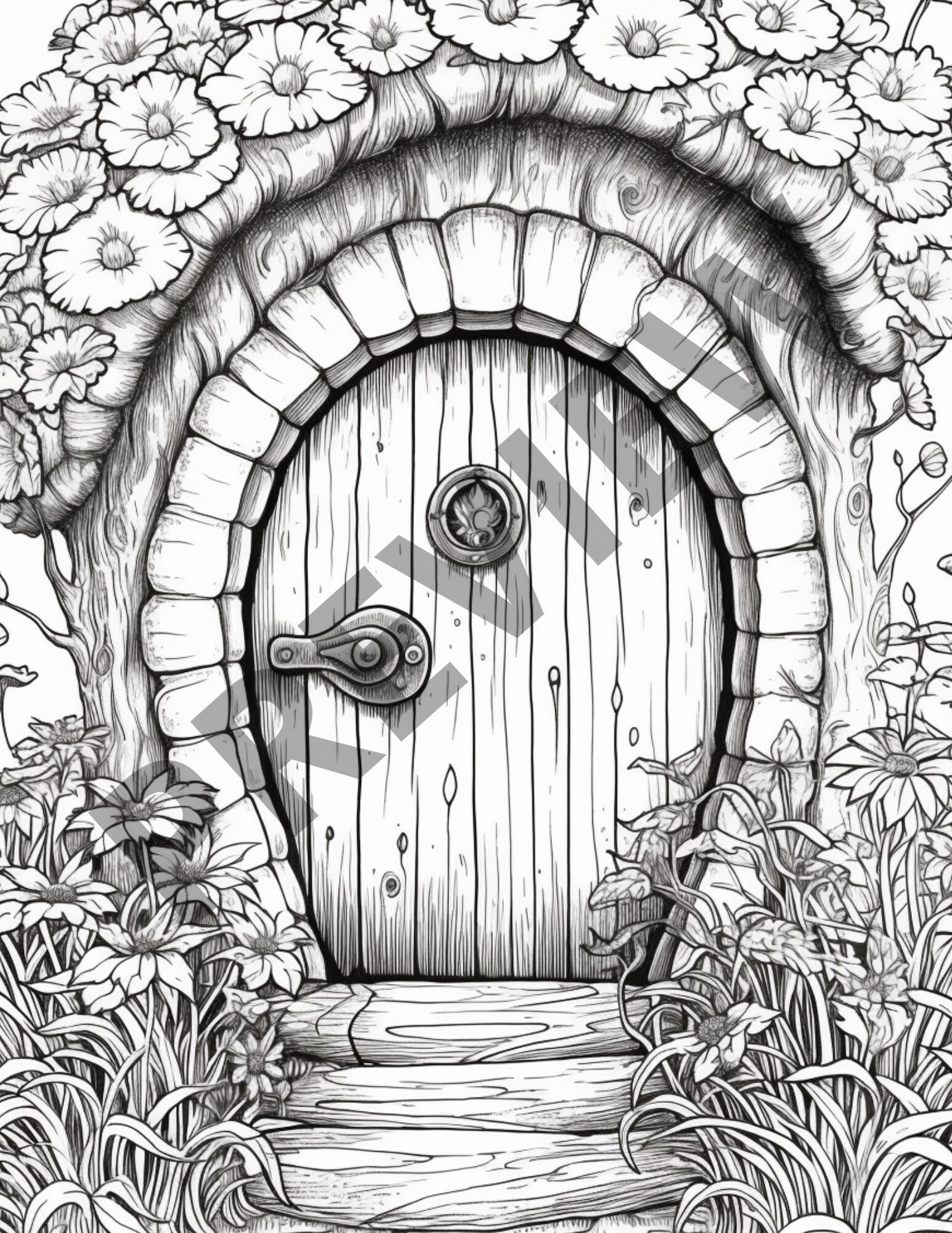 Enchanted Fairy Doors Coloring Book - Adults Kids Coloring Pages ...