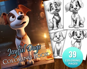 Libro da colorare per cani gioiosi: Libro da colorare per adulti per compagni canini di NuddleArt / 39 immagini / PDF stampabile Download immediato