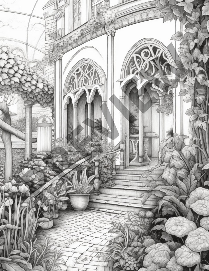 40 Secret Garden Coloring Book, Adults Kids Instant Download grayscale Coloring Book printable ...