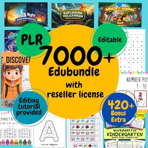 7000+ Editable Bundles for Kids Educational Use, Interactive Learning PLR Canva Digital Product, Kids Learning PLR Bundle