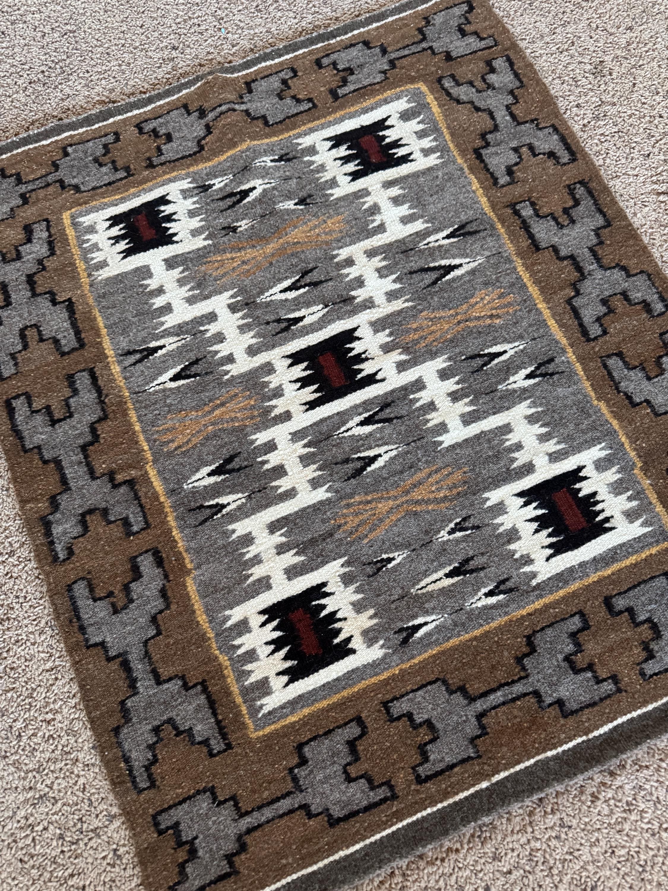 Vintage Navajo Crystal Storm Pattern Rug | 31in X 39in | Handwoven Wool ...