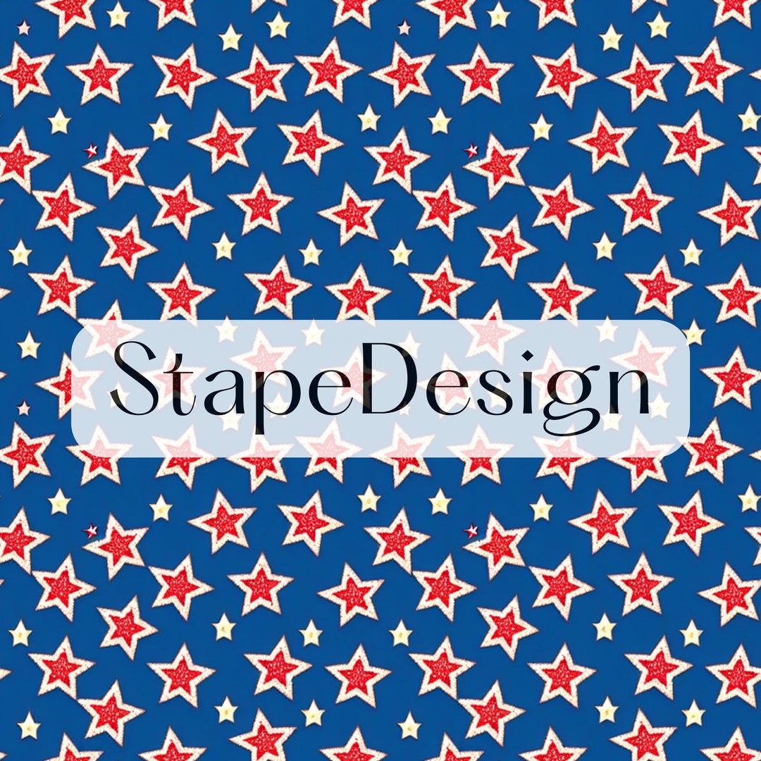 Seamless Digital Pattern Printable Red White Blue Stars Fourth - Etsy