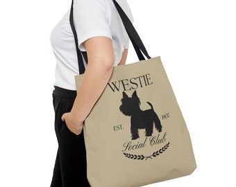 West Highland White Terrier Tote Bag, Westie Social Club, Womens Handbag, Westie Gift, Dog Mama, Gift For Her, Eco Friendly Canvas Tote Bag